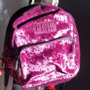 VS PINK maroon velvet mini backpack
